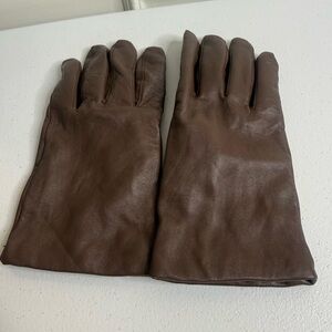 Women’s Lands End Chocolate Brown Leather Gloves, XL